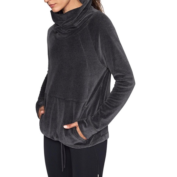 Athleta Tops - Athleta Gray Soft Velour Mock Neck Sweatshirt